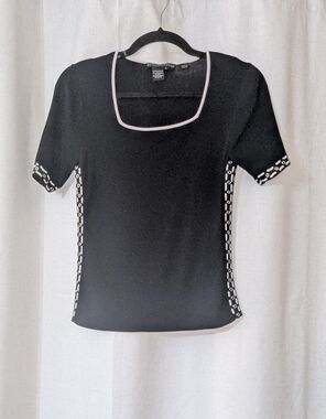 Vintage Square Neck Grommet And Lace Up Detail Top